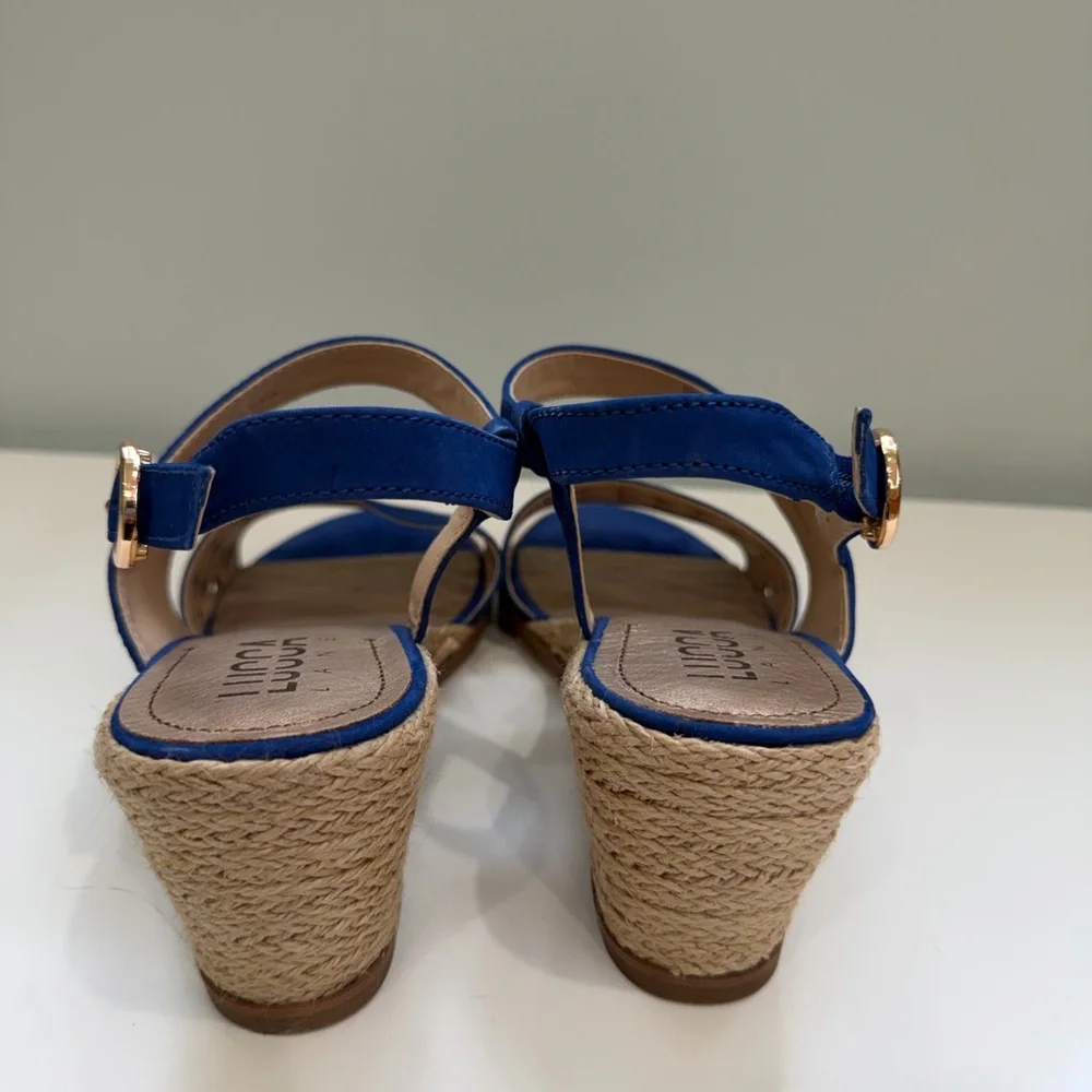 Lucca‎ Lane Blue Wedge Sandals 8M Espadrille Heel Ankle Strap Boho Coastal Shoes